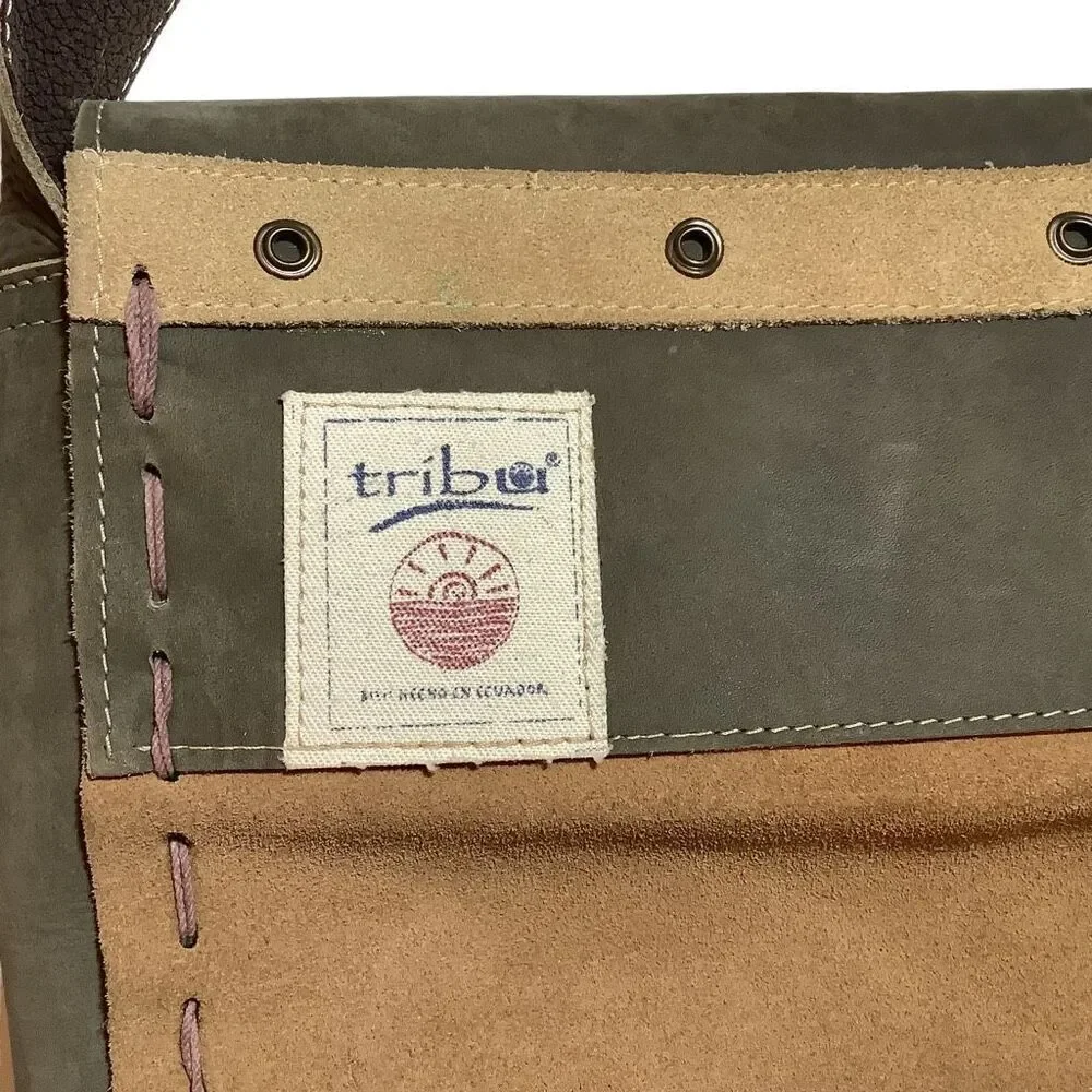 Tribu Ecuadorian Suede Leather Crossbody Messenger Bag NWOT